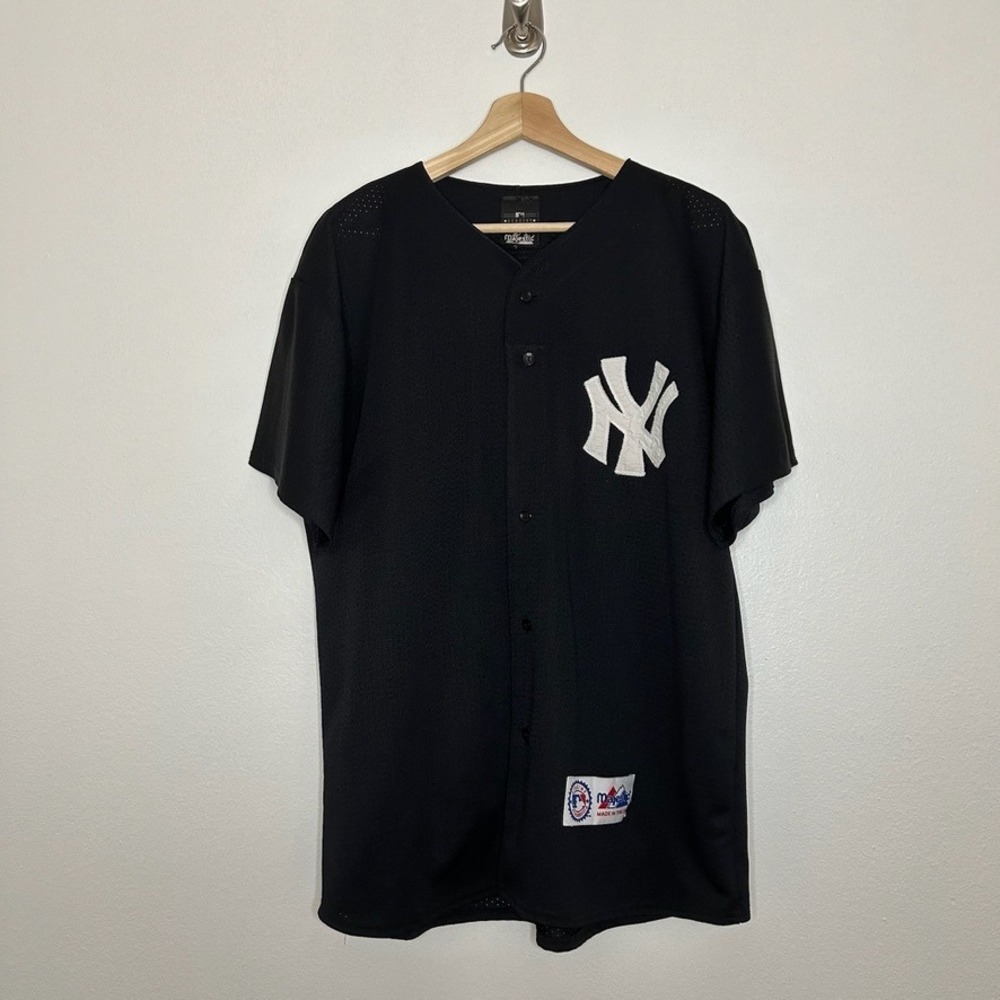 Majestic New York Yankees MLB Baseball Jersey Black Mesh Mens XL Made in USA